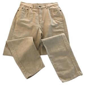 Liz Claiborne Lizwear Kaki High Rise Linen Blend Pants. Size 10 Petite